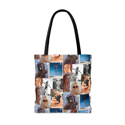 Miley Cyrus Flowers Photo Collage Tote Bag