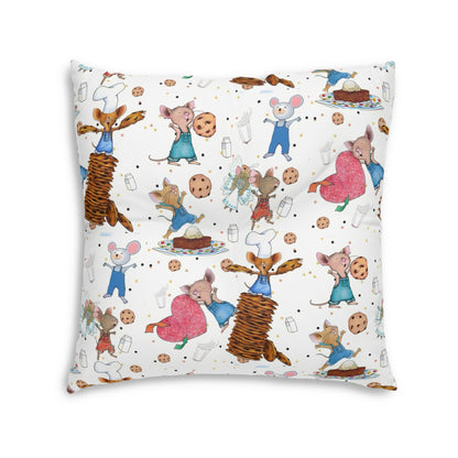 If You Give A Mouse A Cookie Collage Tufted Floor Pillow, Square