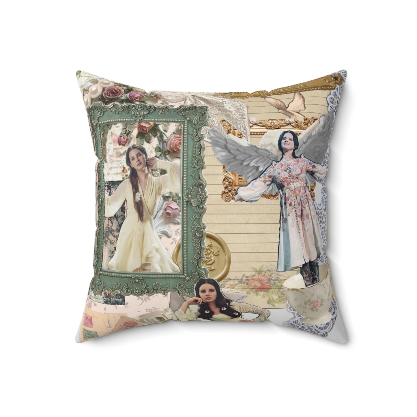 Lana Del Rey Victorian Collage Spun Polyester Square Pillow