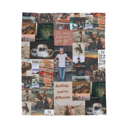 Morgan Wallen Darling You're Different Collage Velveteen Plush Blanket