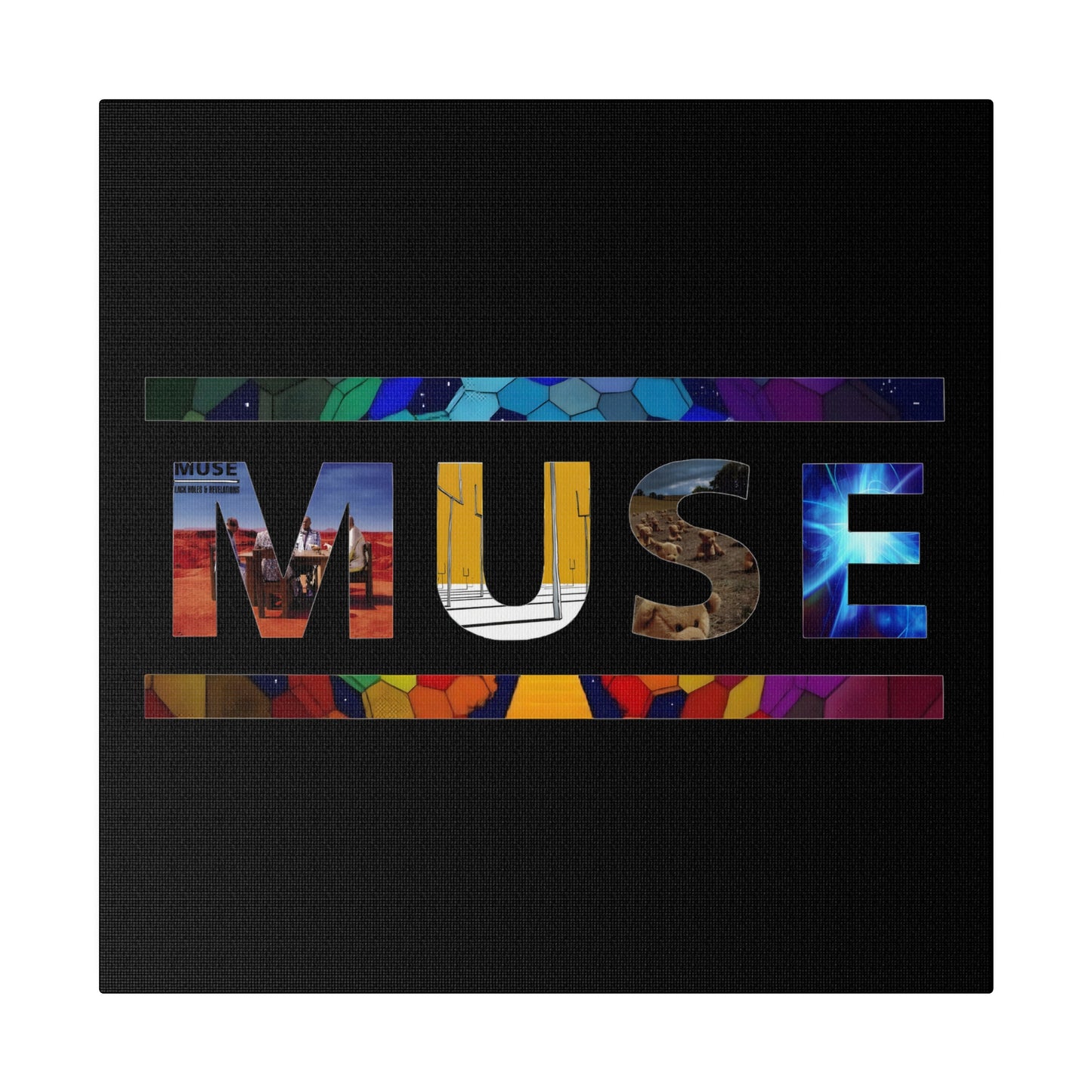 Muse Album Art Letters Thin Matte Stretched Canvas