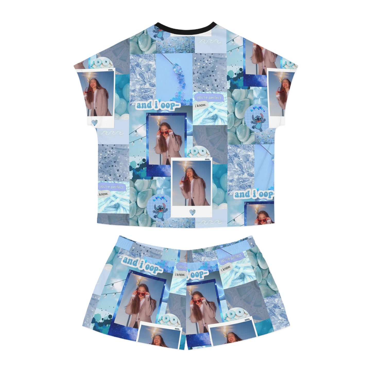 Olivia Rodrigo Light Blue Aesthetic Collage Women's Short Pajama Set