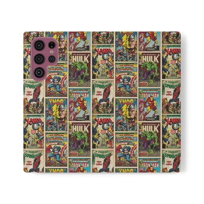 Marvel Comic Book Cover Collage Phone Flip Case