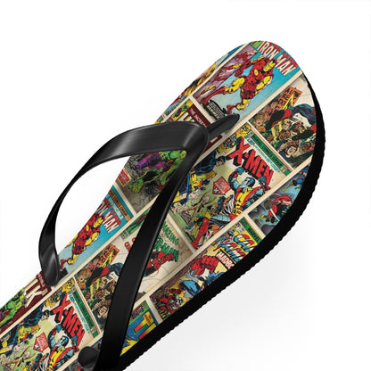 Marvel Comic Book Cover Collage Flip Flops