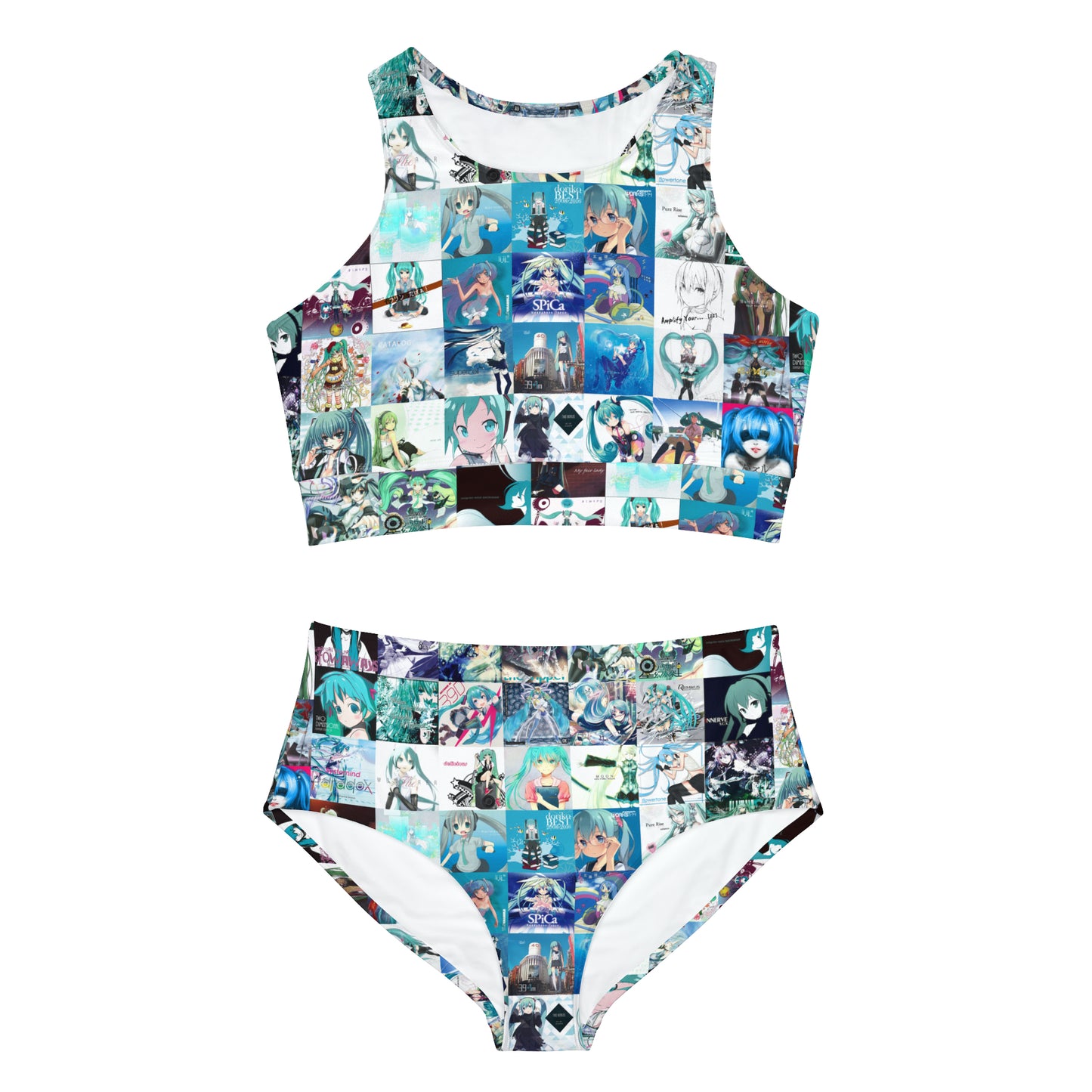 Hatsune Miku Album Cover Collage Sporty Bikini Set