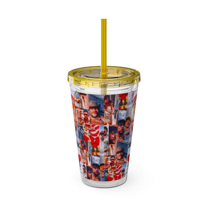 Bad Bunny Un Verano Sin Ti Photo Collage Sunsplash Tumbler with Straw