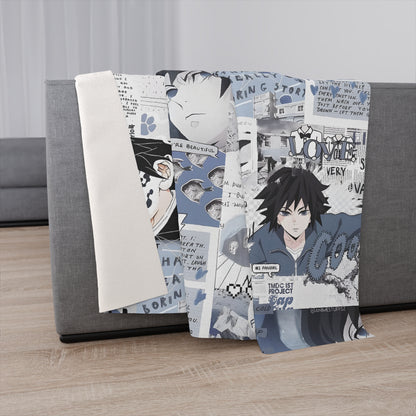 Demon Slayer Giyu Aesthetic Collage Sherpa Blanket