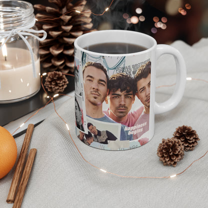 Jonas Brothers Happiness Begins Collage White Ceramic Mug