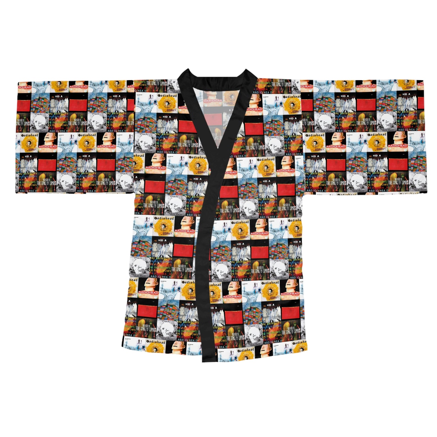 Radiohead Album Cover Collage Long Sleeve Kimono Robe