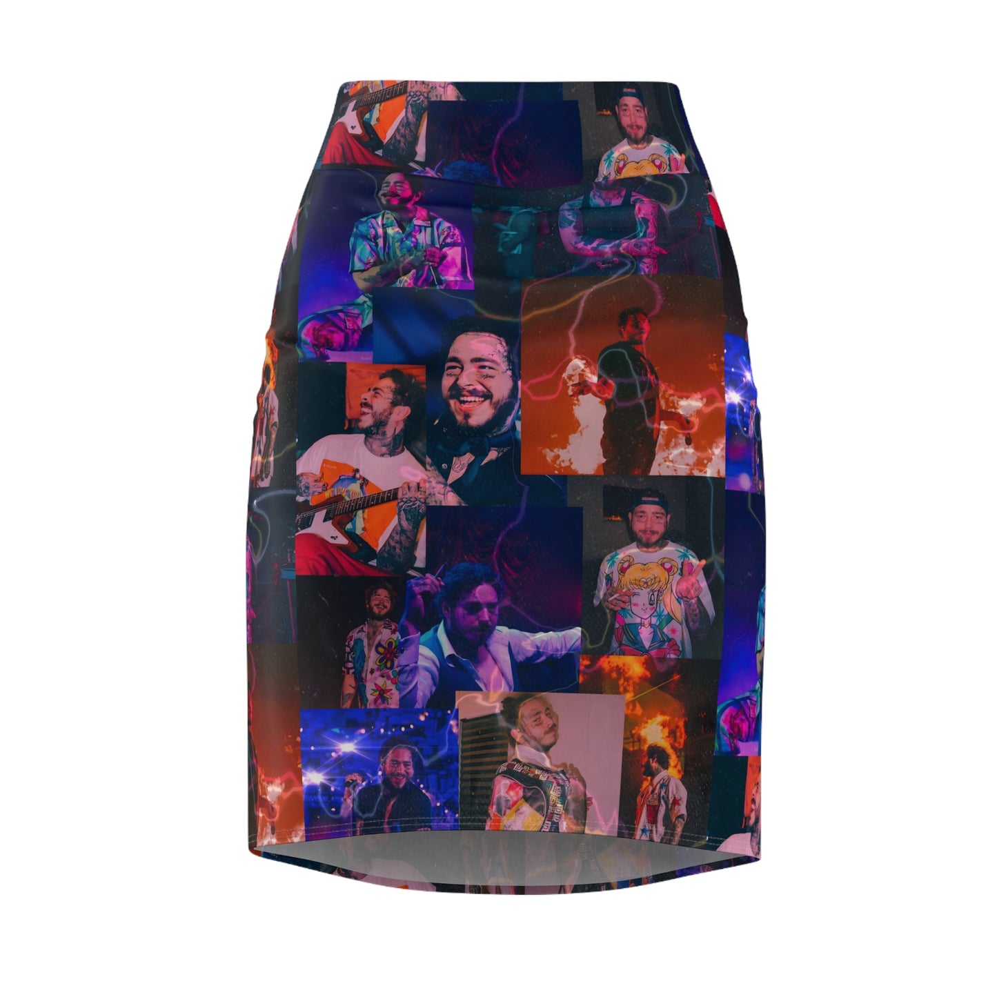 Post Malone Lightning Photo Collage Women's Pencil Skirt