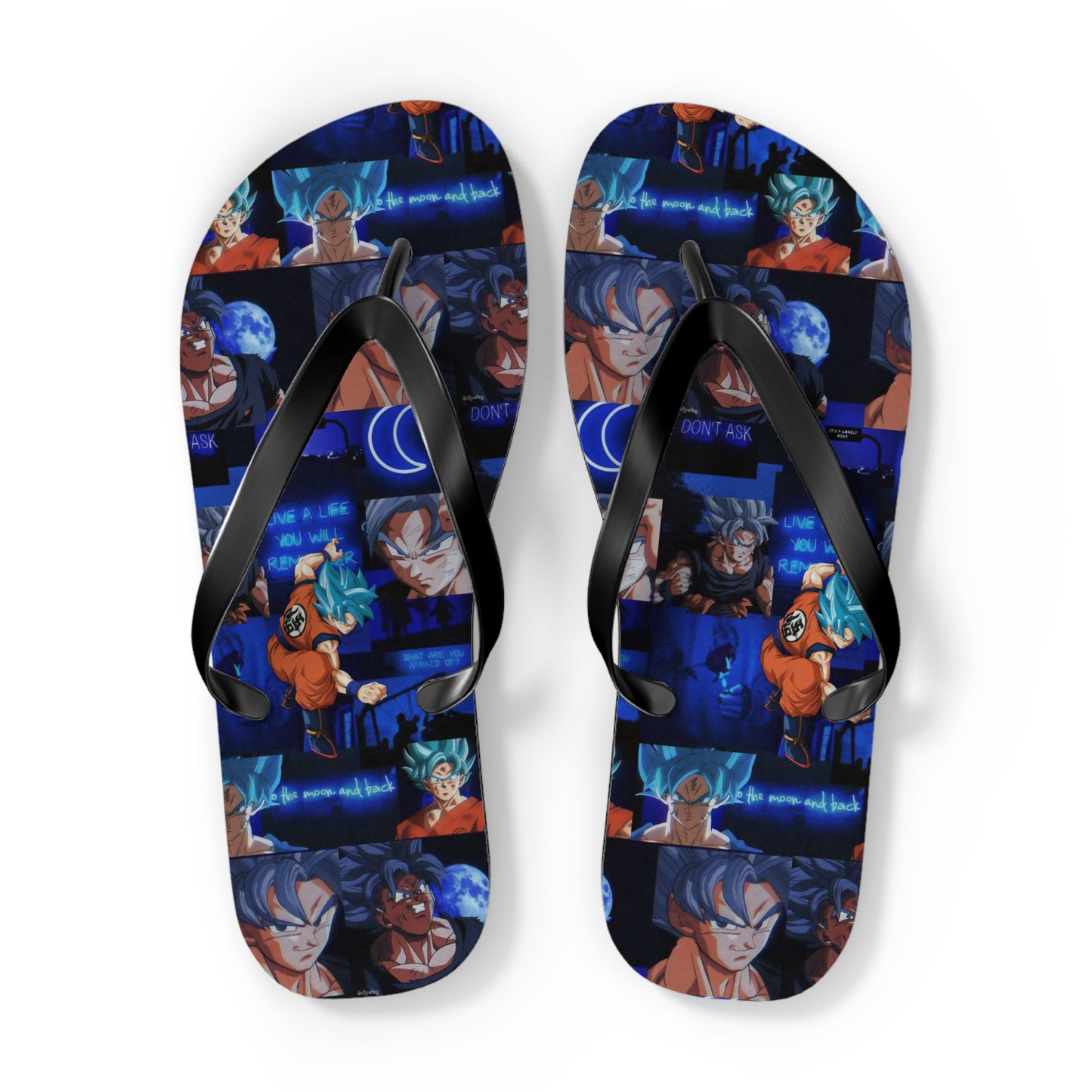 Dragon Ball Z Saiyan Moonlight Collage Flip Flops