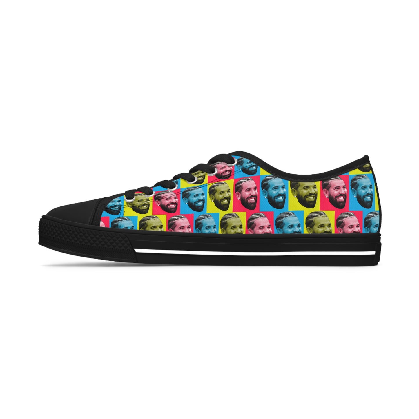 Drake Colored Checker Faces Women's Low Top Sneakers