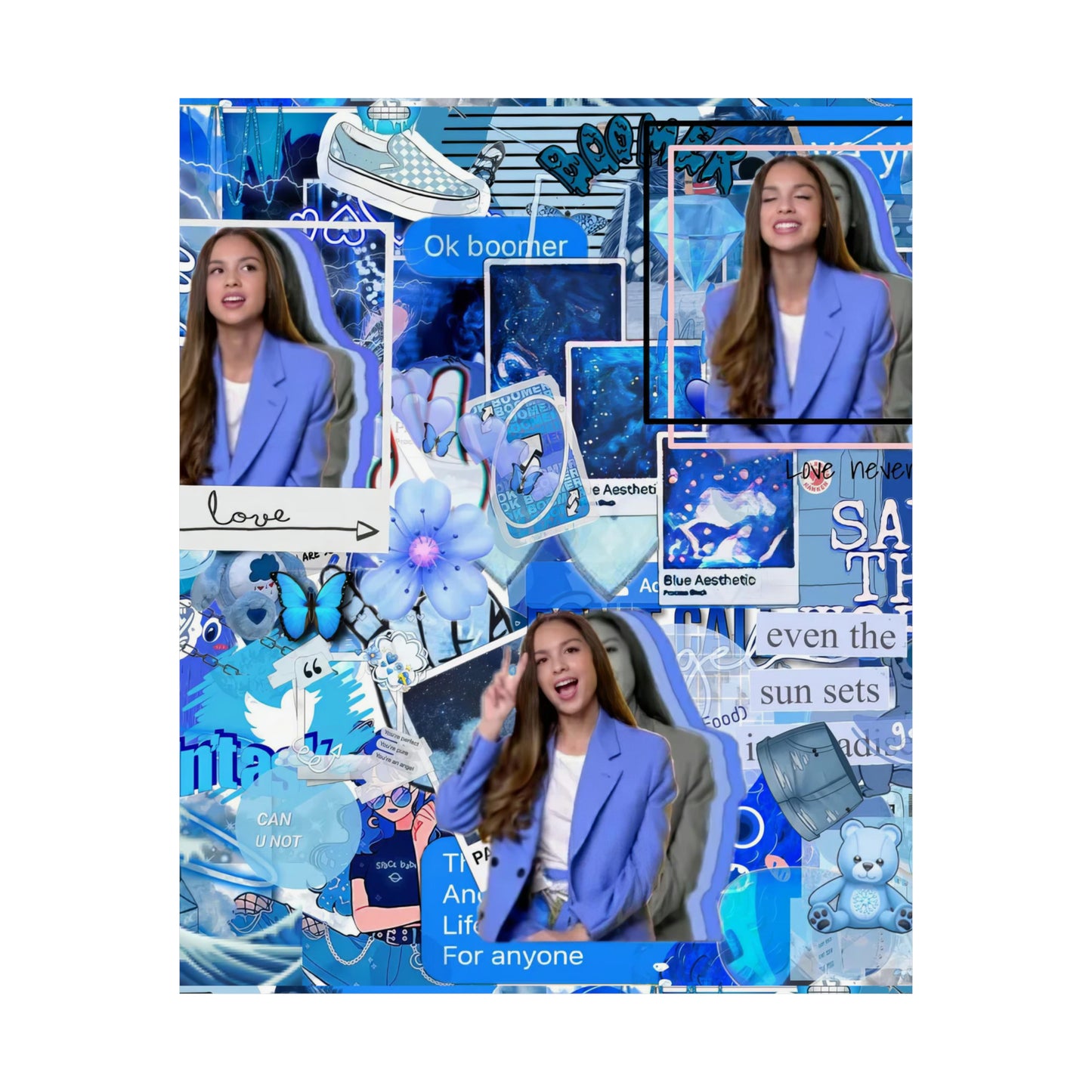 Olivia Rodrigo Blue Aesthetic Collage Matte Poster