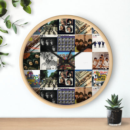 The Beatles Album Cover Collage Round Wall Clock