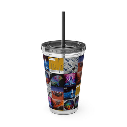 Muse Album Cover Collage Sunsplash Tumbler with Straw