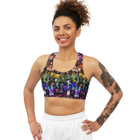 Harry Styles Rainbow Photo Collage Seamless Sports Bra