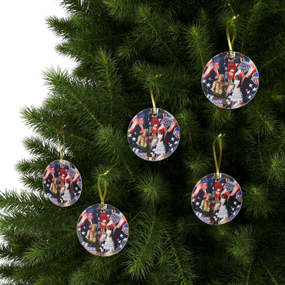 Donald Trump 2024 MAGA Montage Glass Ornaments