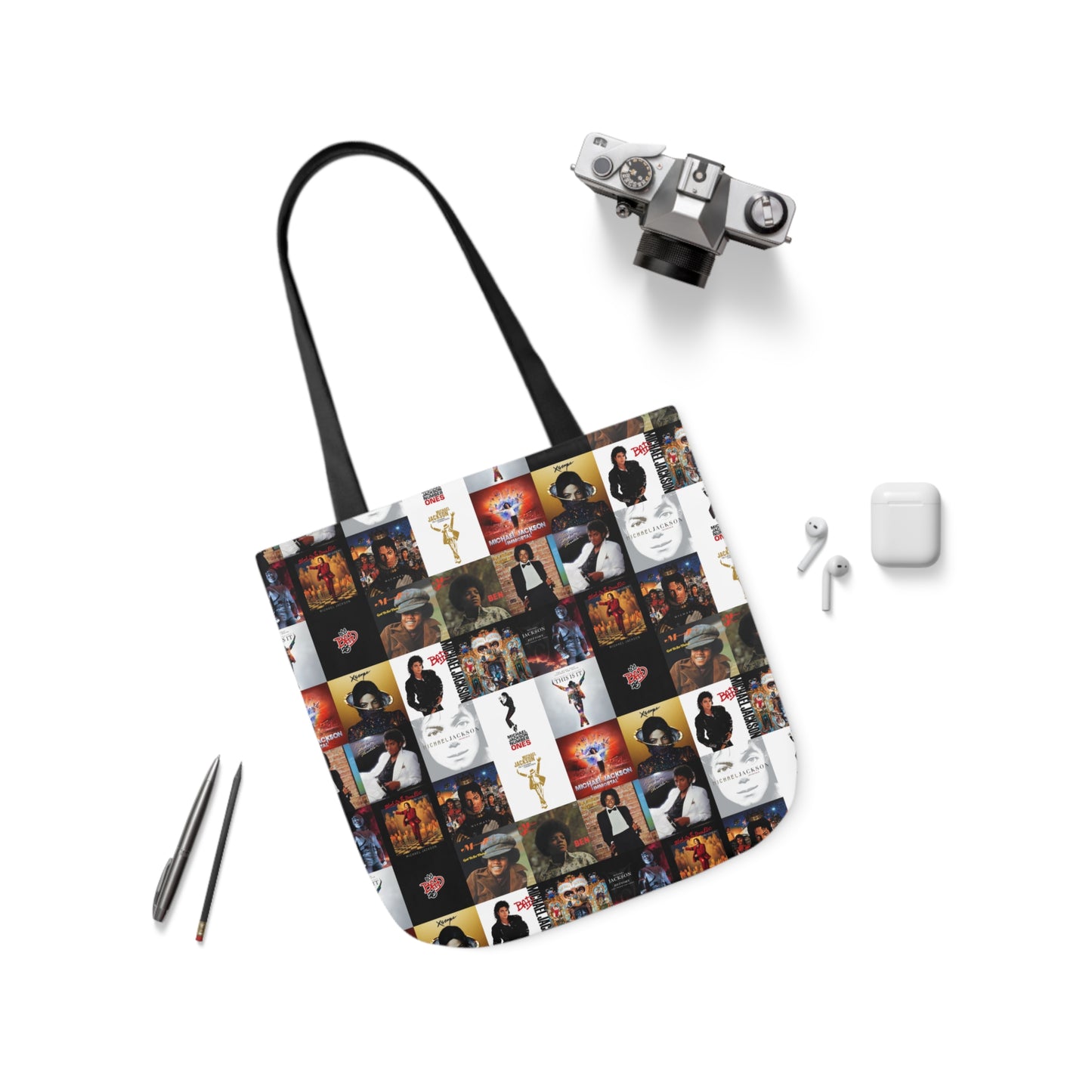 Michael Jackson Album Cover Collage Polyester Canvas Tote Bag