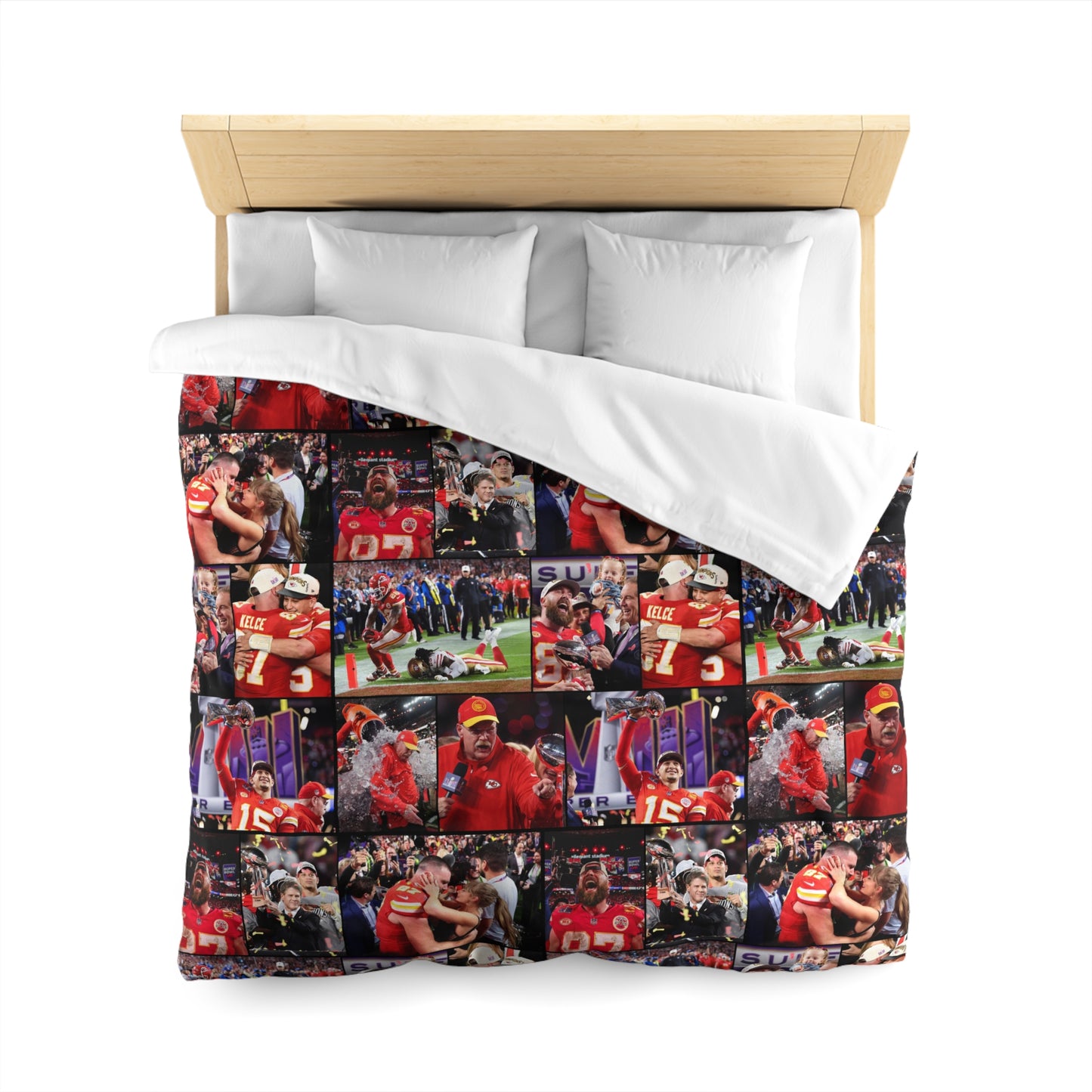 Kansas City Chiefs Superbowl LVIII Championship Victory Collage Microfiber Duvet Cover