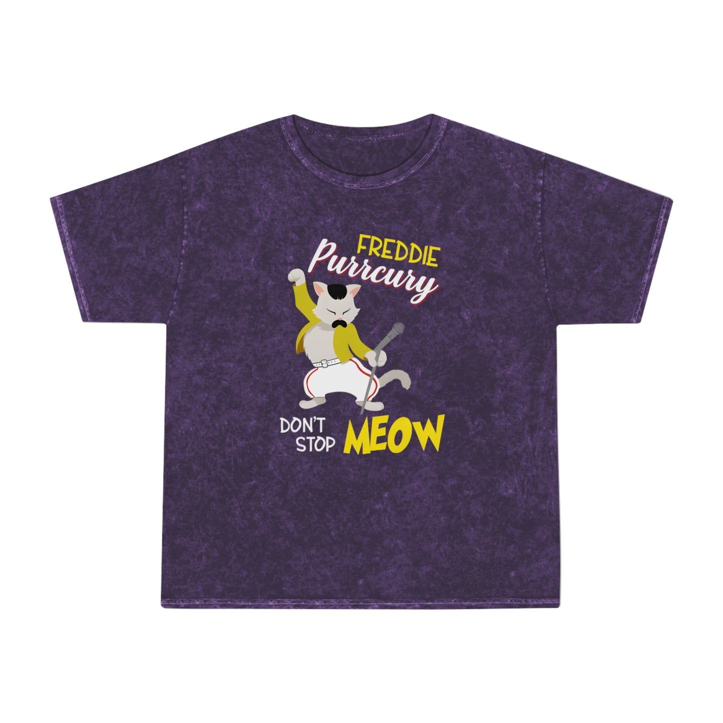 Queen Don't Stop Meow Freddie Purrcury Unisex Mineral Wash T-Shirt