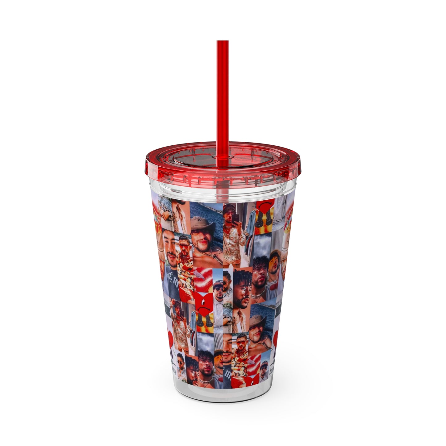 Bad Bunny Un Verano Sin Ti Photo Collage Sunsplash Tumbler with Straw