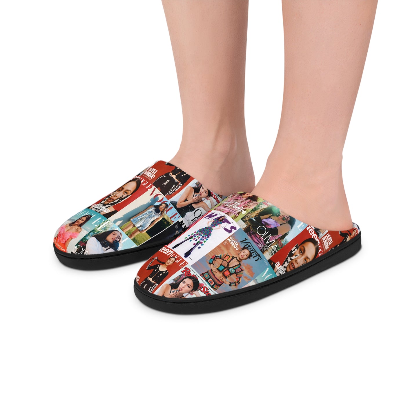 Olivia Rodrigo Magazine Cover Collage Pattern Women's Indoor Slippers