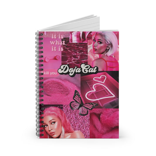 Doja Cat Pink Vibes Collage Ruled Line Spiral Notebook