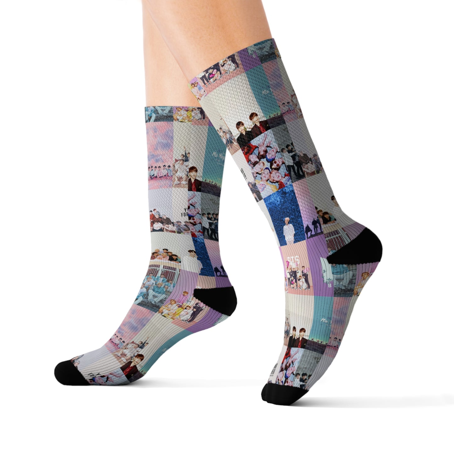 BTS Pastel Aesthetic Collage Tube Socks