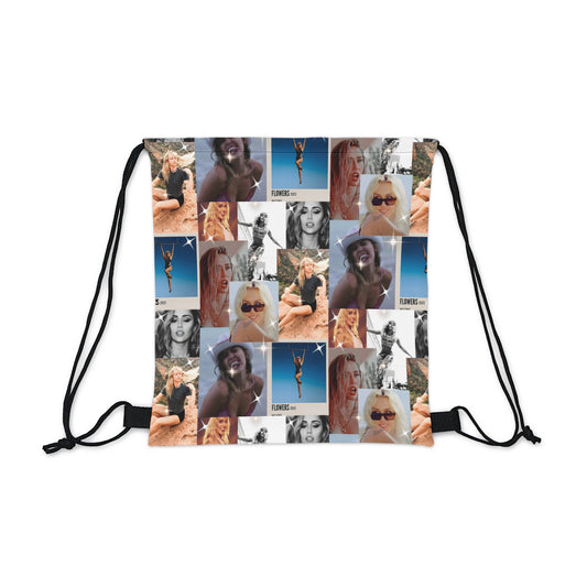 Miley Cyrus Flowers Photo Collage Outdoor Drawstring Bag