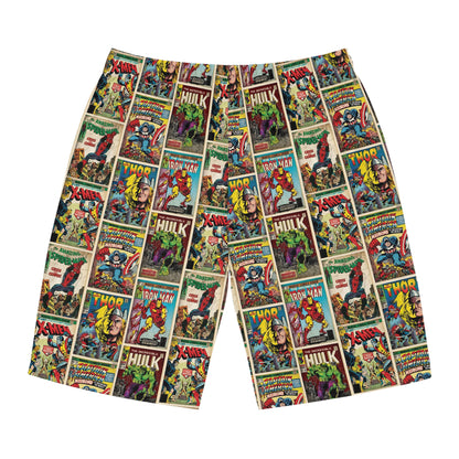 Marvel Comic Book Cover Collage Men's Board Shorts