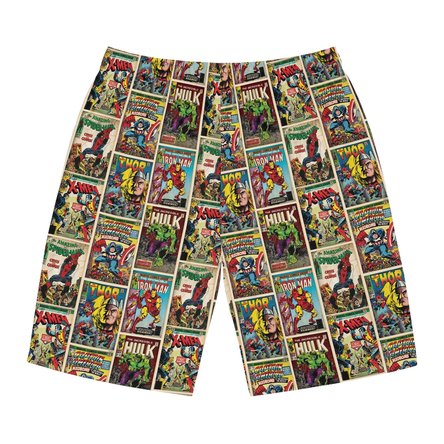 Marvel Comic Book Cover Collage Men's Board Shorts