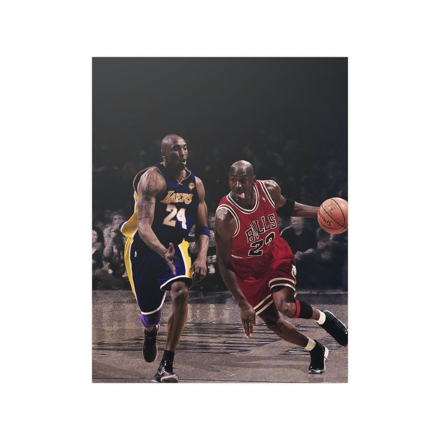 Michael Jordan Driving Against Kobe Bryant Satin Posters (210gsm)