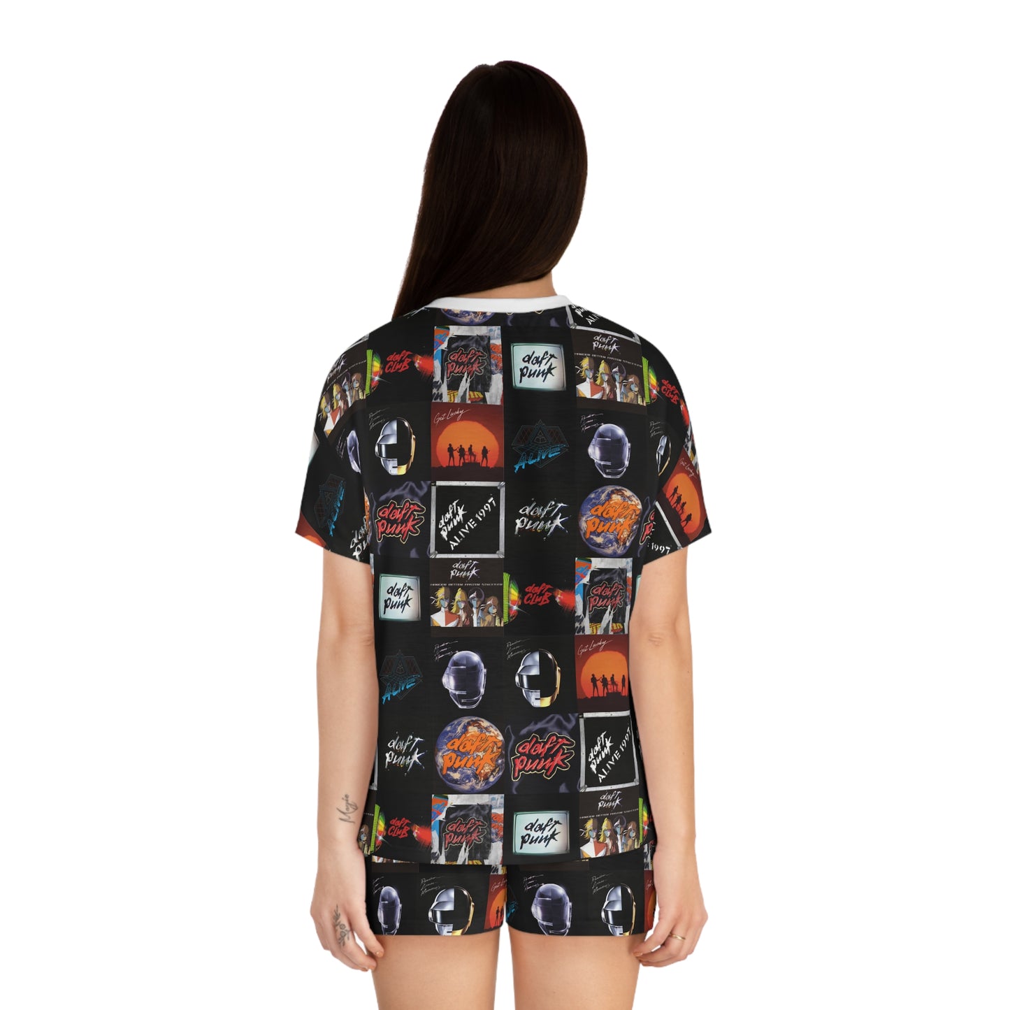 Daft Punk Album Cover Art Collage Women's Short Pajama Set