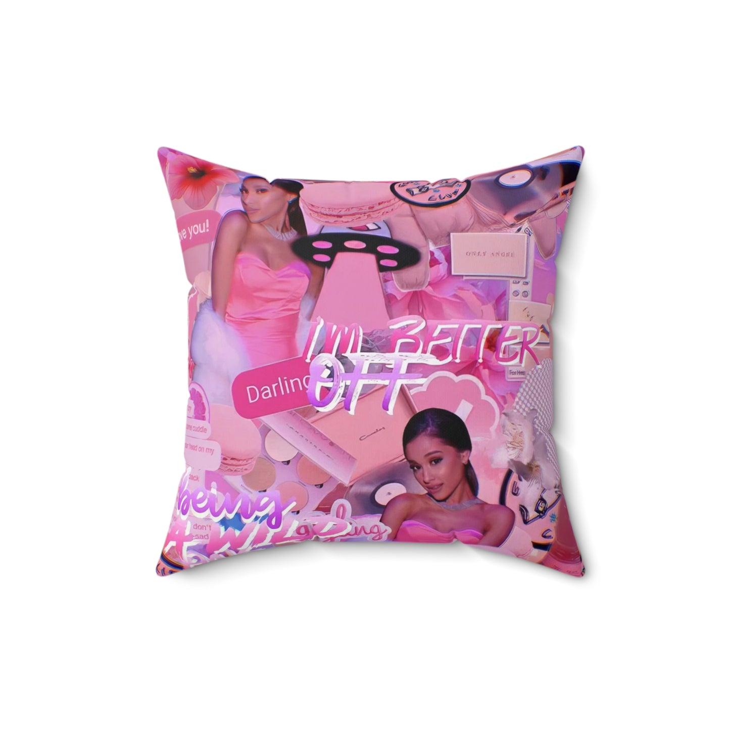 Ariana Grande Purple Vibes Collage Spun Polyester Square Pillow