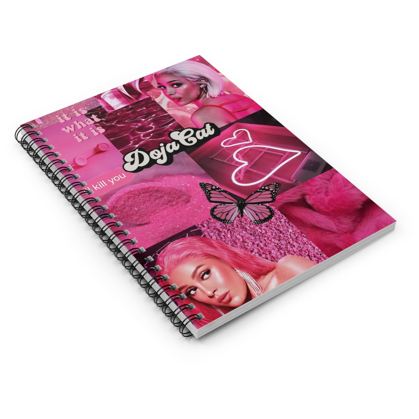 Doja Cat Pink Vibes Collage Ruled Line Spiral Notebook