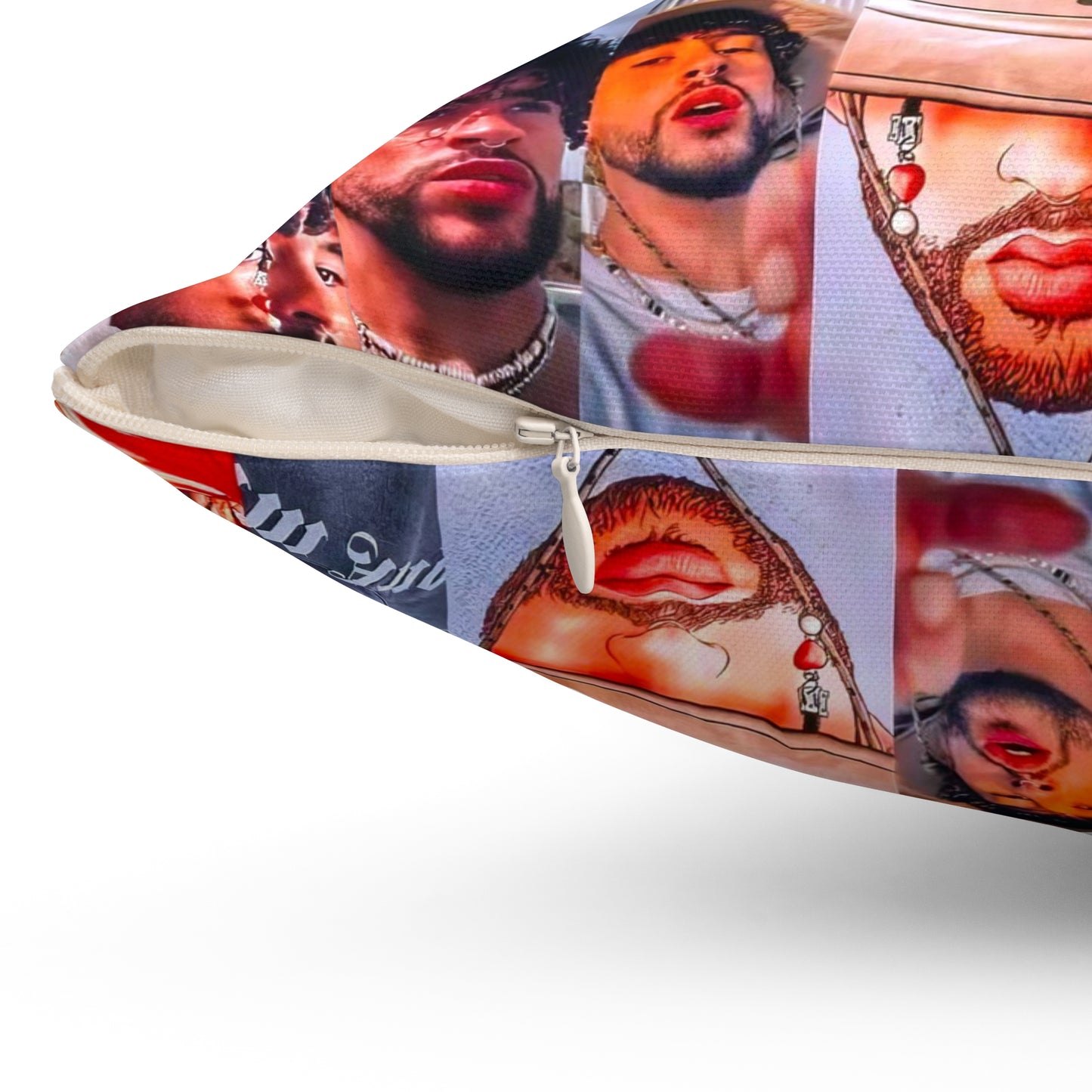 Bad Bunny Un Verano Sin Ti Photo Collage Spun Polyester Square Pillow