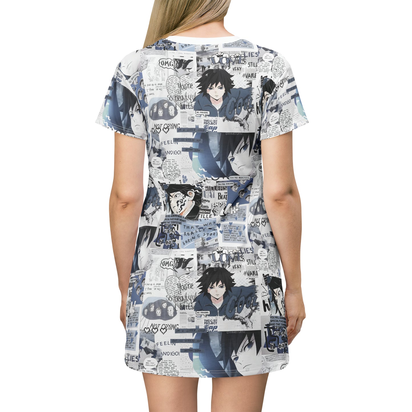 Demon Slayer Giyu Aesthetic Collage T-Shirt Dress