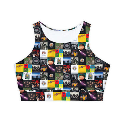 Queen Album Cover Collage Fully Lined Padded Sports Bra