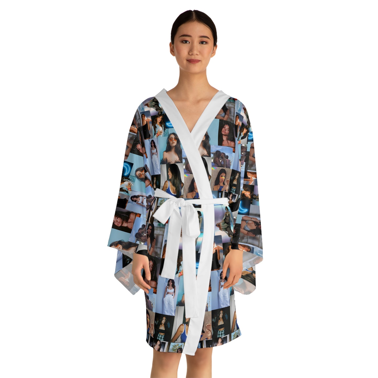 Madison Beer Mind In The Clouds Collage Long Sleeve Kimono Robe