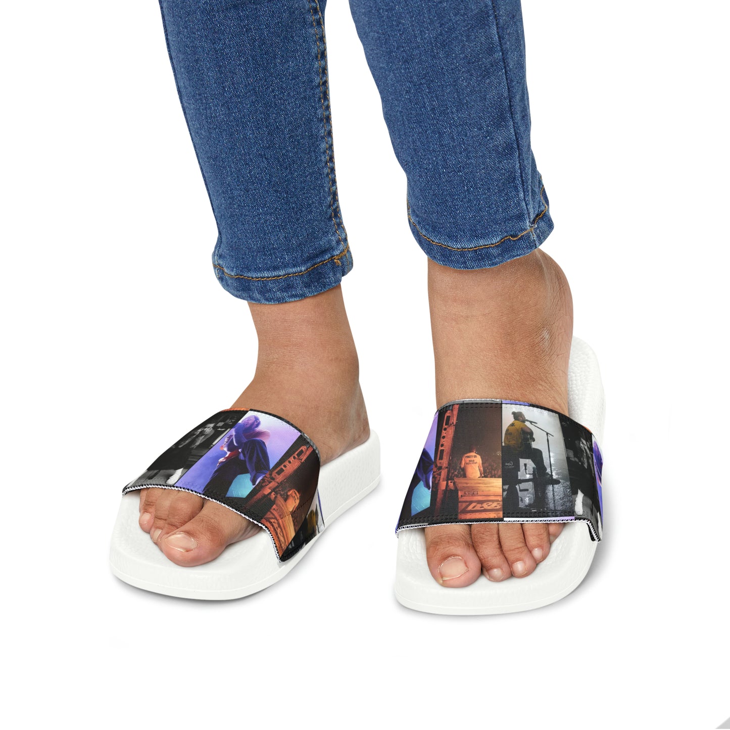 Post Malone On Tour Collage Youth Slide Sandals