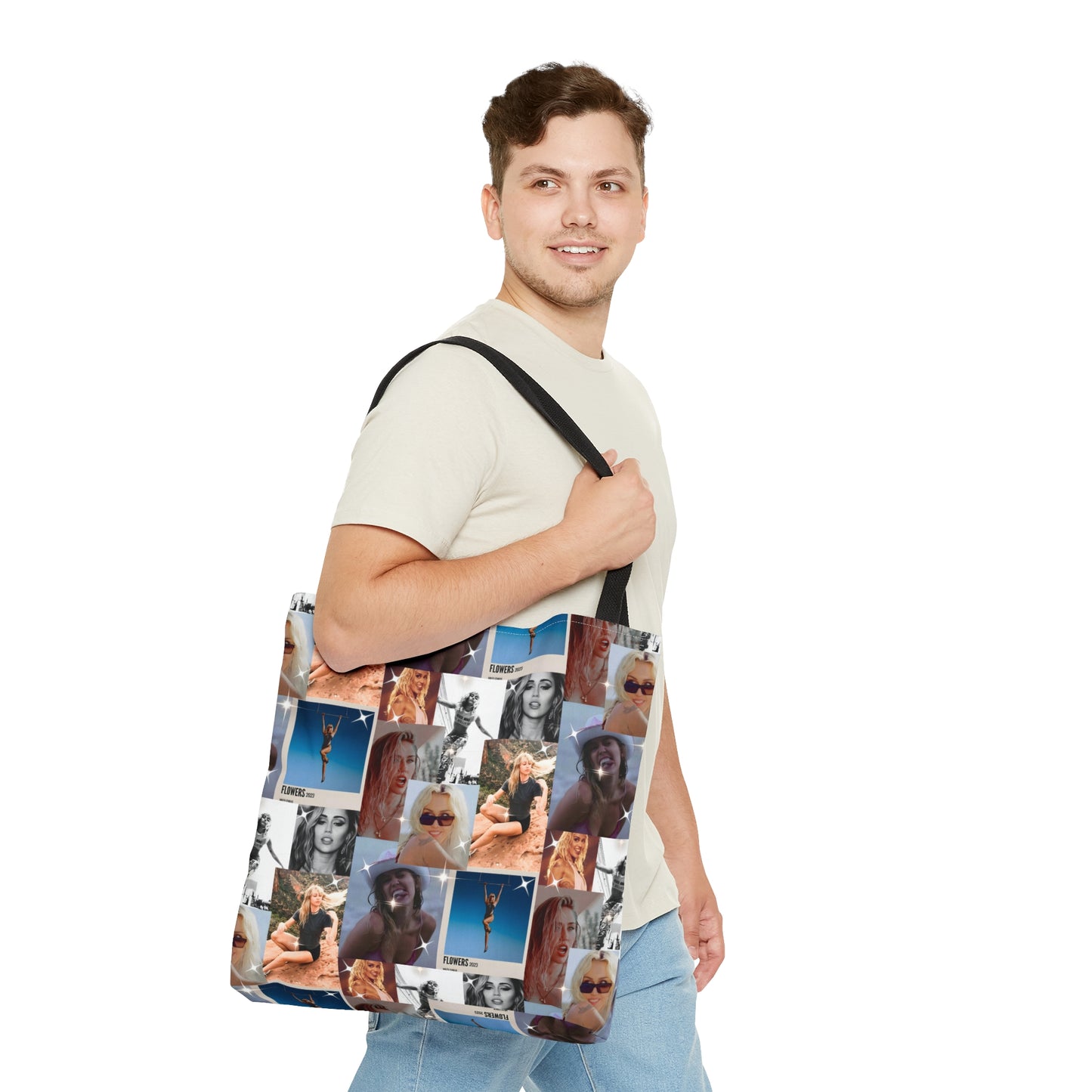 Miley Cyrus Flowers Photo Collage Tote Bag