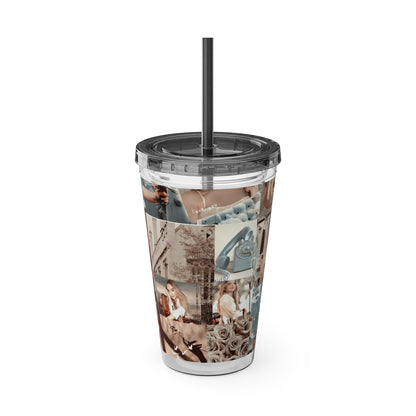 Sabrina Carpenter Peachy Princess Collage Sunsplash Tumbler with Straw