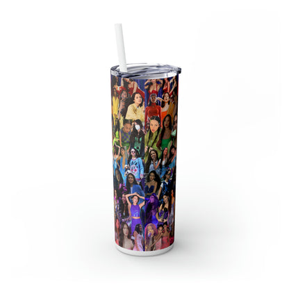 Olivia Rodrigo Rainbow Collage Skinny Tumbler with Straw