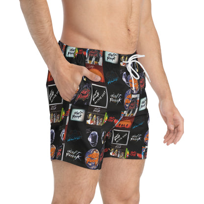 Daft Punk Album Cover Art Collage Men's Swim Trunks