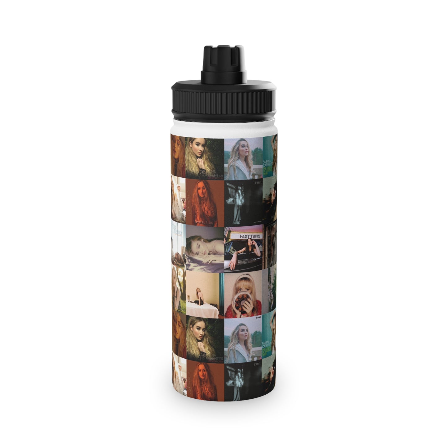 Sabrina Carpenter Album Cover Collage Stainless Steel Water Bottle with Sports Lid