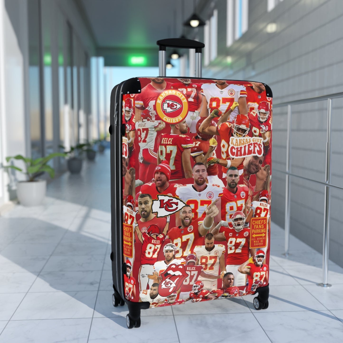 Travis Kelce Chiefs Red Collage Suitcase