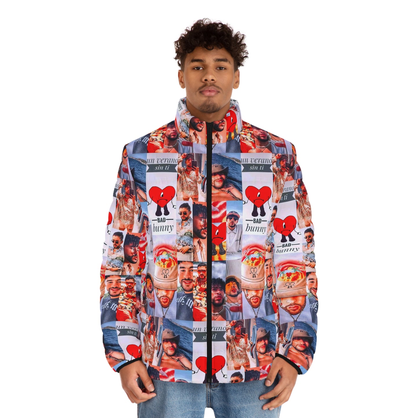 Bad Bunny Un Verano Sin Ti Photo Collage Men's Puffer Jacket