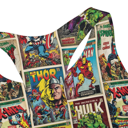 Marvel Comic Book Cover Collage Girls Two Piece Swimsuit