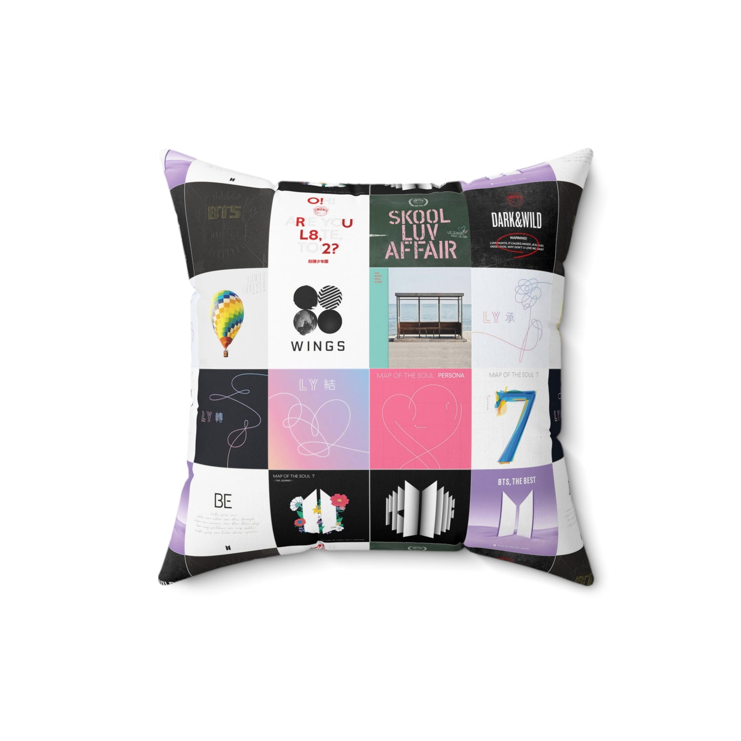 BTS Album Cover Art Collage Spun Polyester Square Pillow