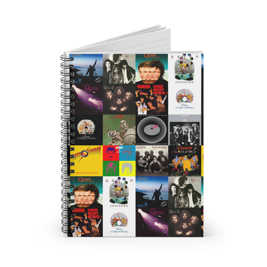 Queen Album Cover Collage Ruled Line Spiral Notebook